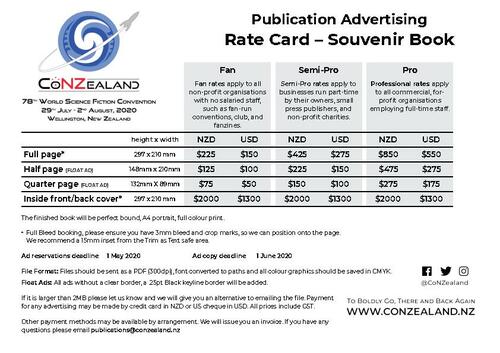Souvenir Book Rate Card